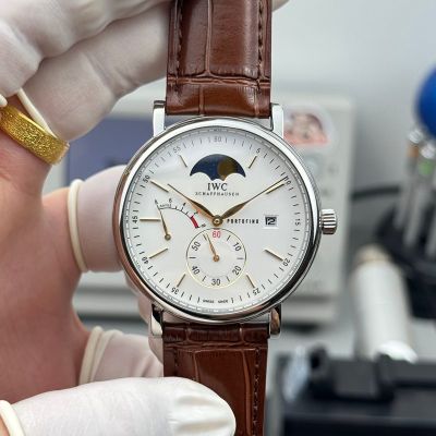 IWC Portofino IW510103 316L Steel Mechanical Movement Brown Italian Calfskin Leather Strap Watch